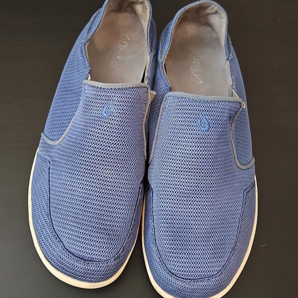 OluKai Nohea Mesh Blue Slip-Ons, mens size 10